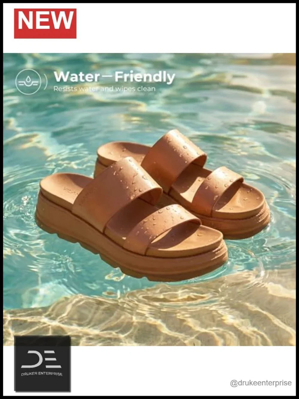Women's Platform Slip On Sandals - Lightweight Chunky Slides with Arch Support
